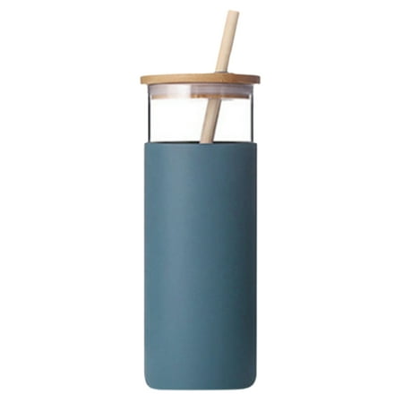 

Grandest Birch 500ml Water Cup with Lid Shatterproof Glass Assorted Iced Coffee Tumbler Straw Bottle for Home with Lid Leakproof I