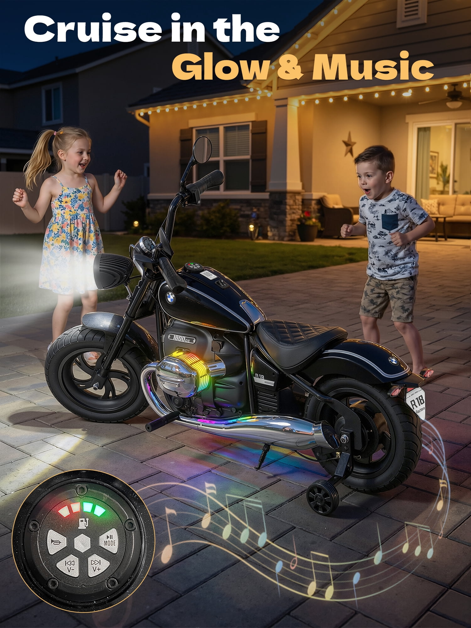 TOKTOO BMW Licensed 24V Electric Dirt Bike for Big Kid, Electric Motorcycle for Kid Age 8-12Y, 200W Power Motor Ride on Toy, Max 13.05MPH&12 Miles Long-Range, Twist-Grip Throttle, Lights&Music, Black