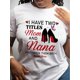 thumbnail image 1 of Women's "Mom & Nana" Letter Print T-Shirt - Casual Crew Neck, Short Sleeve Top with High Heels & Butterflies Design, Breathable Perfect for Spring & Summer Tee For Adult, Men, Women, Teen, Teenager,, 1 of 6