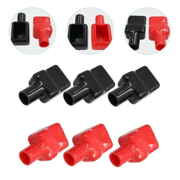 CTIRCHIU 3Pairs Rubber Battery Terminal Covers Protective Caps Assorted Color for Vehicle Marine Electronics