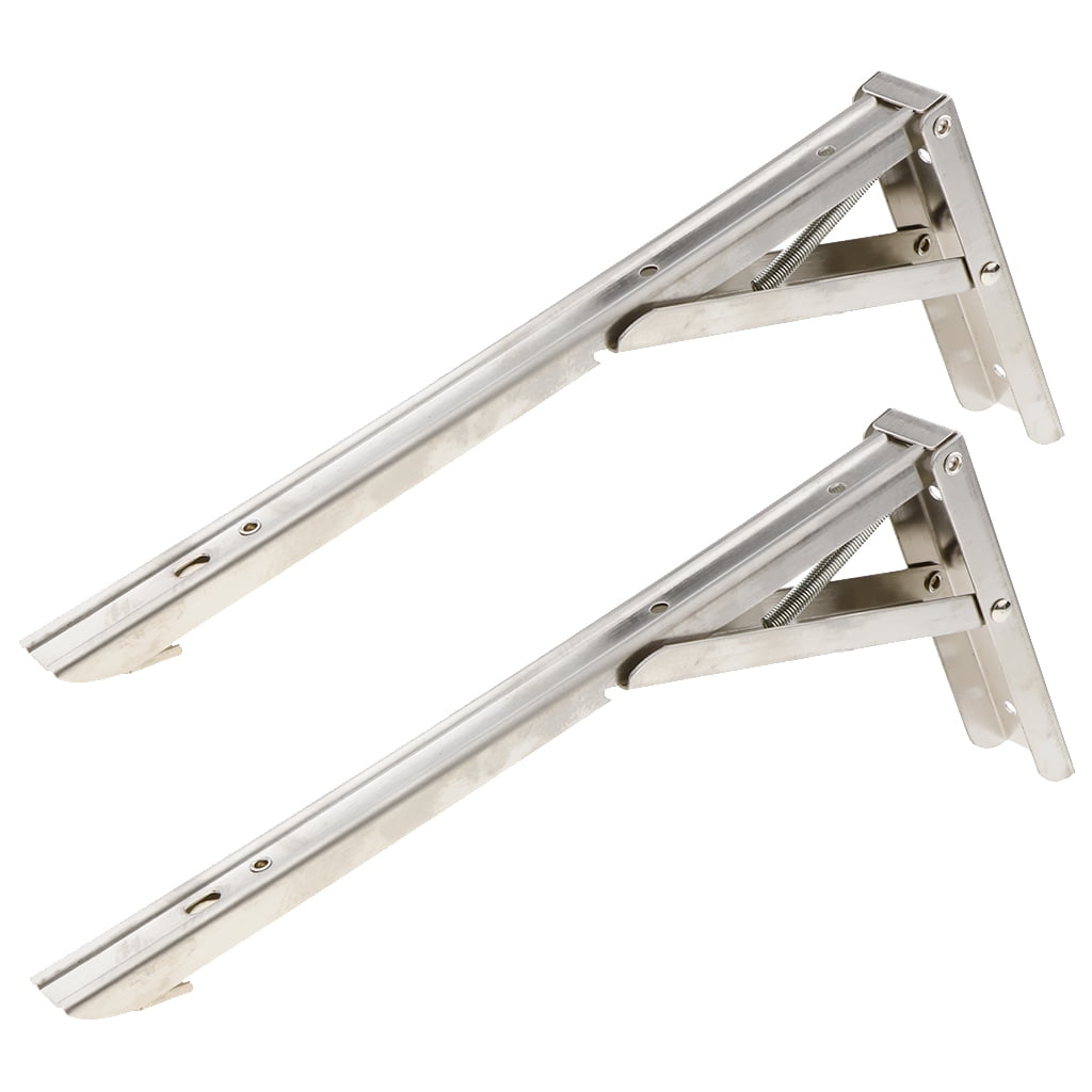 1 Pair 8/10/12/14" Stainless Steel Folding Table Bracket Shelf Stand Bench Load 