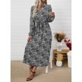thumbnail image 5 of Women's Paisley Print Long Sleeve Midi Dress 100% viscose with flowing drape and easy everyday wear for versatile style, 5 of 11