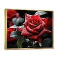 thumbnail image 2 of Designart "Water Drops On Red Rose I" Floral Floater Framed Canvas Art Print, 2 of 7