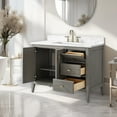 thumbnail image 3 of Vanity Art 42" Double Door Bathroom Vanity with Sink, Freestanding Storage Cabinet with Engineered Marble Top, Flip Down Tray, Drawer, and Shelf, 3 of 6