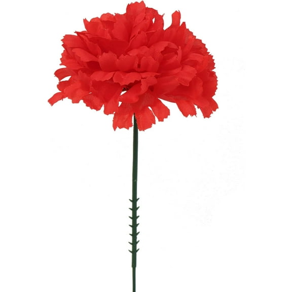 10 Pack Artificial Carnations - Bulk Silk Flowers for Weddings, Mother's Day, Graduations, Easter & Memorial Day - 3.5" Heads, 5" Stems, Real Touch Petals, Red