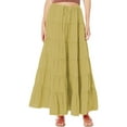 thumbnail image 3 of Women'S Summer Casual Elegant Smock Layered Tiered Maxi Skirt High Waisted A Line Flowy Long Skirts Green L, 3 of 8
