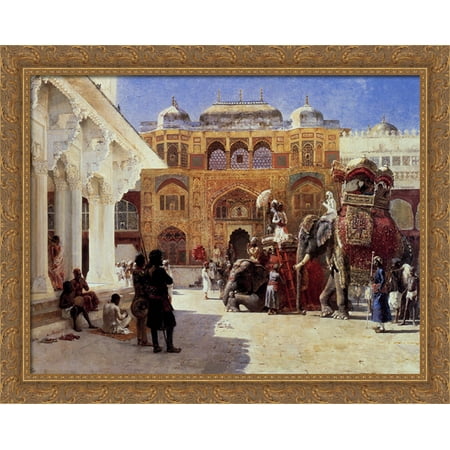 Amber Springs Santa Arrival Of Prince Humbert, The Rajah, At The Palace Of Amber 36x28 Large Gold Ornate Wood Framed Canvas Art by Edwin Lord Weeks ()