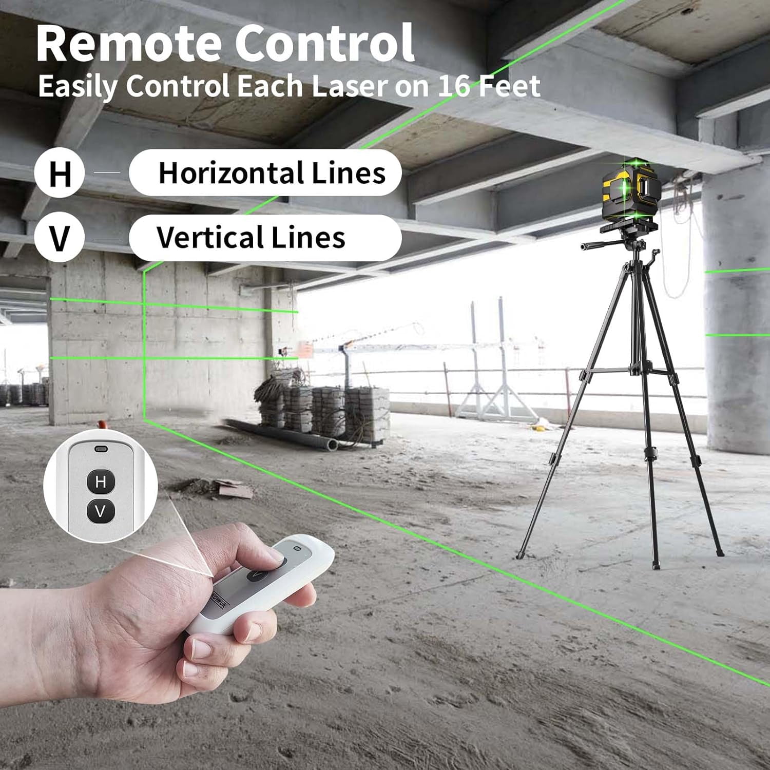 IKOVWUK 4x360° Laser Level Pro Kit, Self-leveling Tool for Construction, Tiling Floor & Picture Hanging, 4D Cross Line Laser Level with Fine-tuning Bracket, 16 Lines Laser level with 2*4.0Ah Battery
