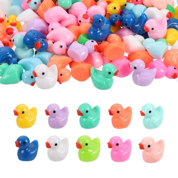 Mini Resin Ducks, Cute Tiny Ducks to Hide Miniature Figures Bulk Perfect for Dollhouse & Micro Fairy Garden & Landscape & Aquarium & DIY Craft Decor(Mixed Colors, 120pcs)
