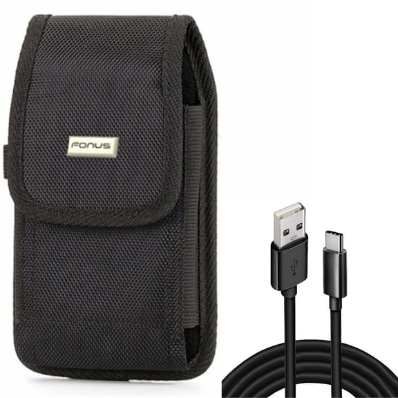 For Galaxy A73 /A54 /A53 /A33 - 10ft USB Cable w Case Belt Clip, Type-C Charger Cord Power, Swivel Holster Rugged for Samsung Galaxy A73 /A54 /A53 /A33 5G