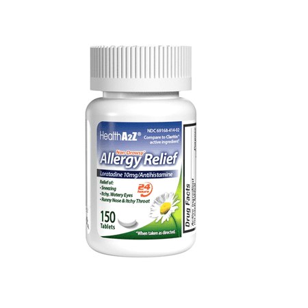HealthA2Z® Allergy Relief | 150 Tablets | Loratadine 10mg | Antihistamine | Non-Drowsy | Relief from Itchy Throat, Sneezing, Runny Noses | 24-Hours Allergy Medicine