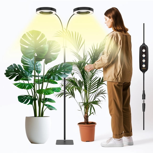 Soporte LED GLOWRIUM GLOWRIUM de 36 W, espectro completo, 2 cabezales