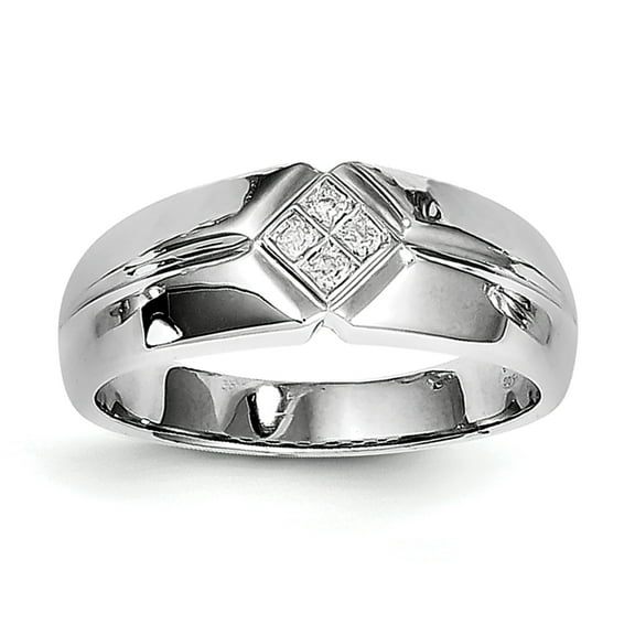 Sterling Silver Rhodium Plated Diam. Men's Ring QR5112