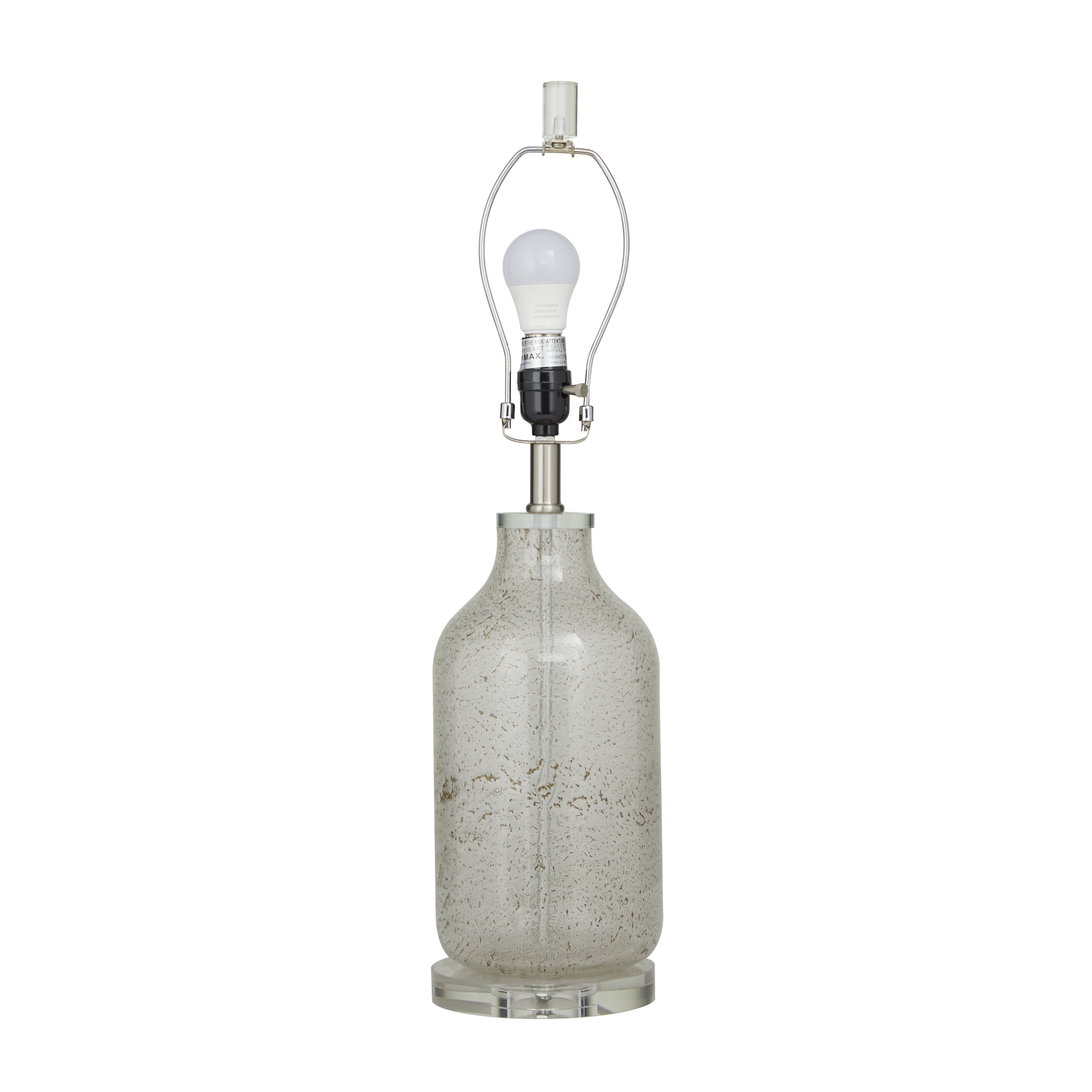 DecMode 25" Textured Gray Table Lamp with Cream Linen Shade (2 Count)