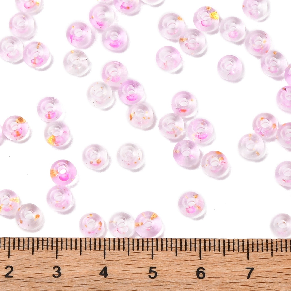 Baking Paint Transparent Colours Glass Round Beads Round Hole Pearl Pink 5.5x3mm Hole: 1.8mm about 2500pcs/pound