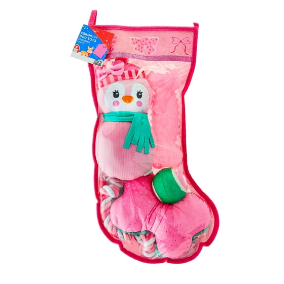 Vibrant Life Dog Toys Christmas Stocking, Penguin, 5 Pieces