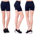 thumbnail image 2 of Womens Stretch Biker Bike Shorts Workout Spandex Leggings Tights Seamless Navy, 2 of 3