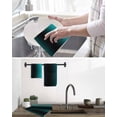 thumbnail image 5 of Teal Black Ombre Hand Towels Set, Waffle Weave Kitchen Towels 2 Pieces, Gradient Contemporary Abstract Art Microfiber Hair Face Bath Tea Towel Absorbent Quick Drying Cleaning Dish Cloths 15.7"x23.6", 5 of 7