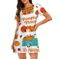thumbnail image 1 of Easygdp Fall Pumpkins Camisón de manga corta para mujer, informal, estampado, 1 of 6