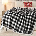 thumbnail image 5 of Sherpa Fleece Flannel Throw Blanket, Super Soft Warm Buffalo Plaid Plush Blankets and Throws, Lightweight Cozy Fuzzy Blanket for Couch Sofa Bed (Black, Throw 50" x 60"), 5 of 6