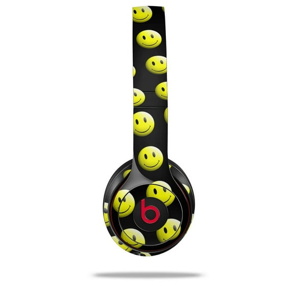 Skin Decal Wrap for Beats Solo 2 and Solo 3 Wireless Headphones Smileys on Black (BEATS NOT INCLUDED) by WraptorSkinz