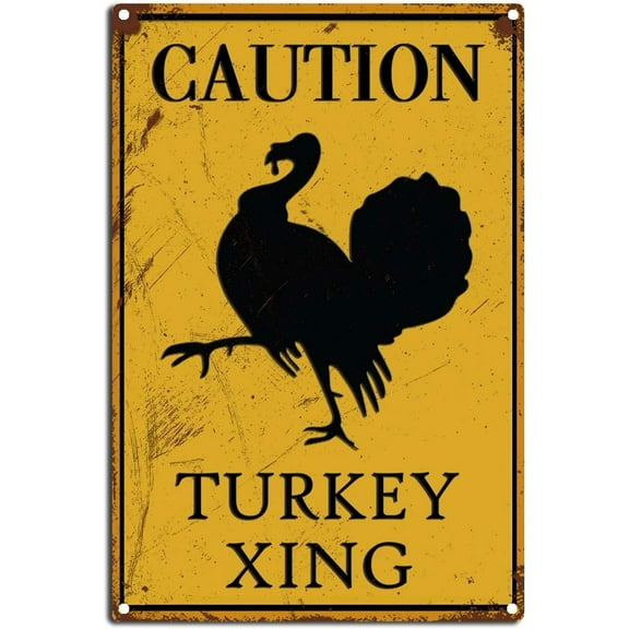 Turkey Sign Caution Turkey Xing Tin Sign Warning Animal Road Sign Wall Decor for Home Wall Decor Coffee Bar 8x12inch-Tin Sign