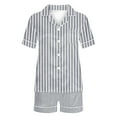 thumbnail image 4 of Womens Sleepwear Summer Striped Print Breathable Pajamas Set Leisure Collared Short Sleeve Sleepwear with Shorts Summer Pjs for Women, 4 of 4