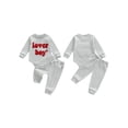 thumbnail image 2 of BemeyourBBs Newborn Baby Boy Valentines Day Outfit Lover Boy Long Sleeve Letter Embroidery Romper with Pants Set 2Pcs Spring Clothes, 2 of 9