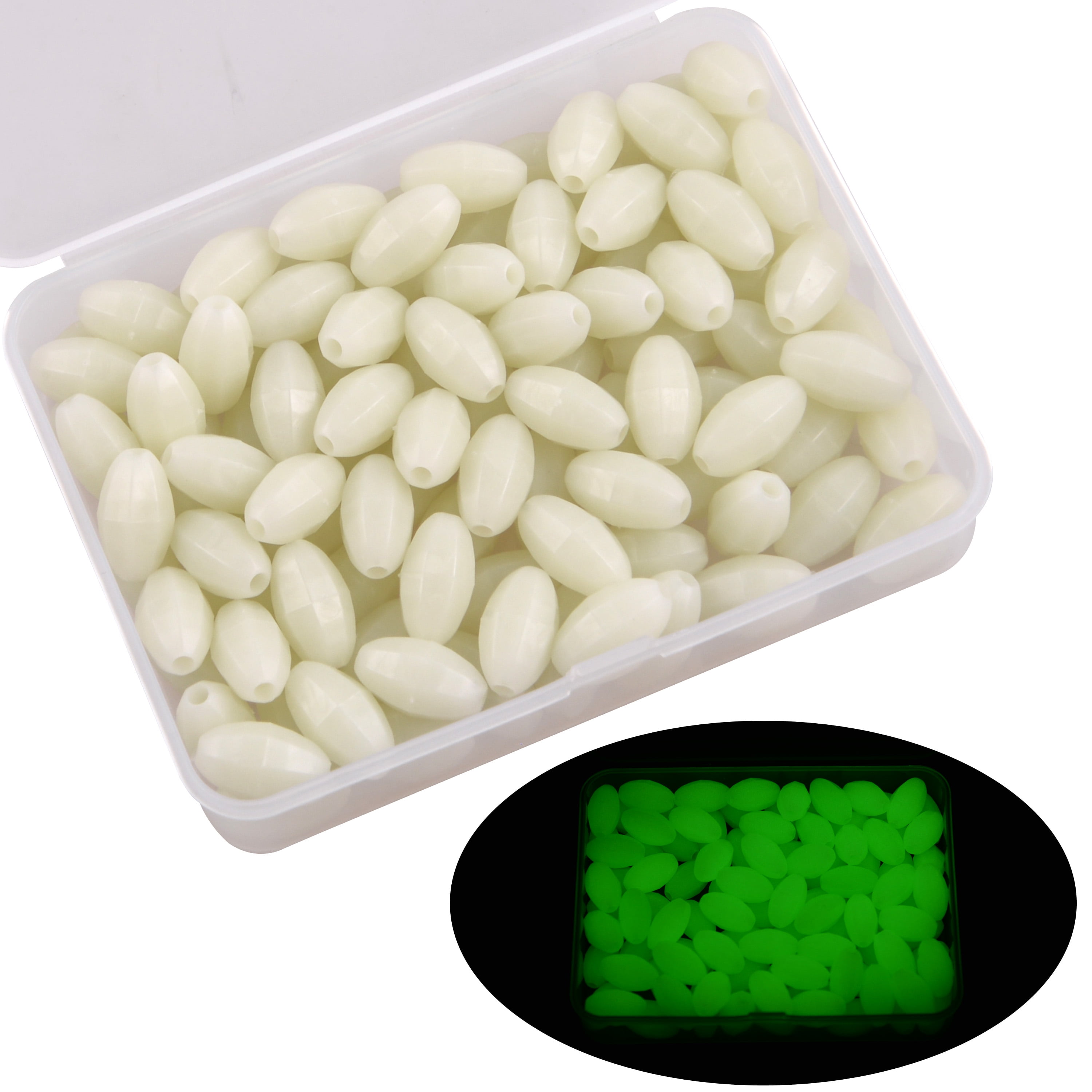 OROOTL Glow Beads Fishing Saltwater, 100pcs Hard Plastic Luminous