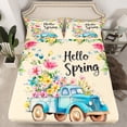 thumbnail image 2 of Erosebridal Colorful Flower Sheet Set King, Farm Truck Bedding Sets King Size, Spring Room Decor, 4 Pieces, 2 of 7
