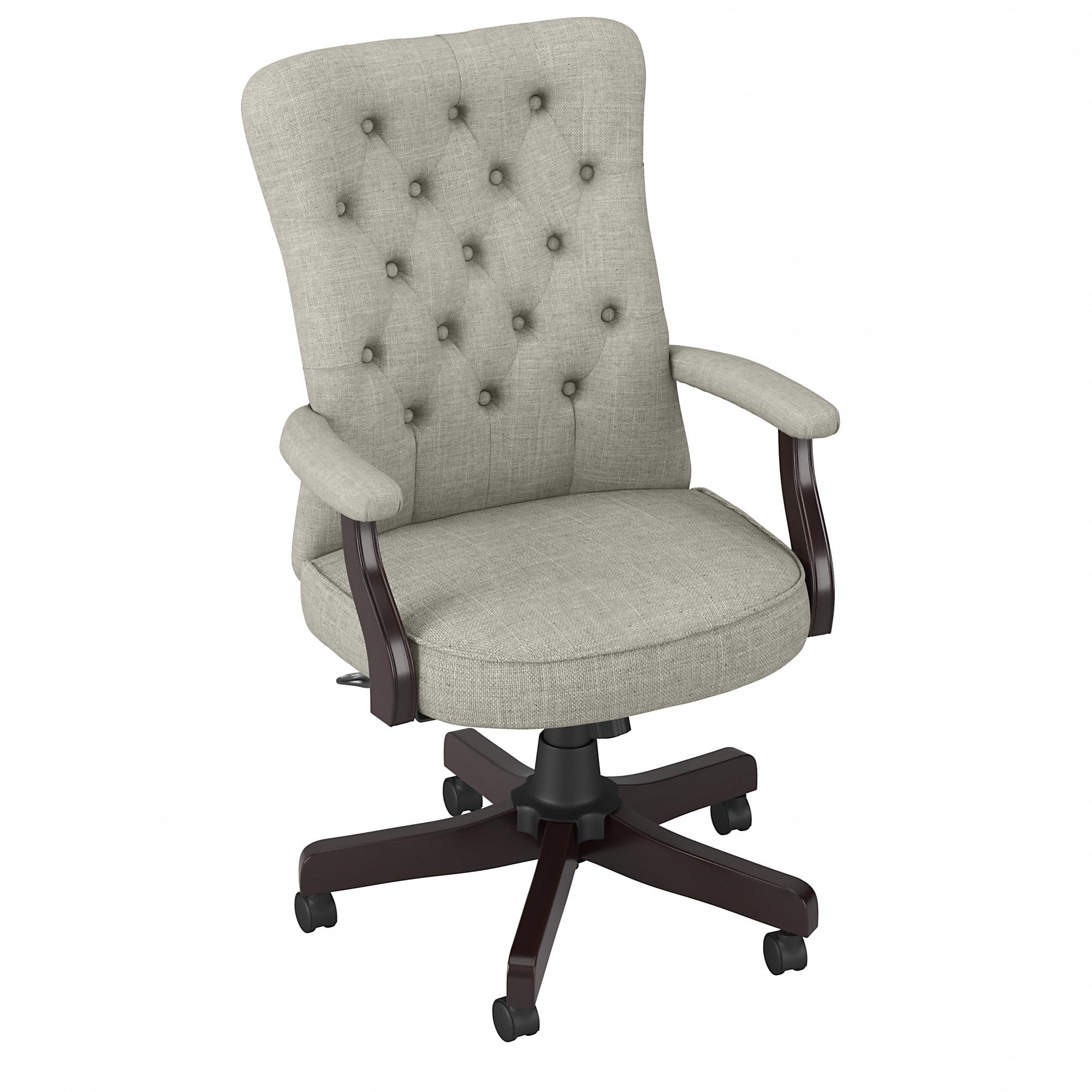 Bush Furniture Key West High Back Tufted Office Chair with Arms in Light Gray Fabric