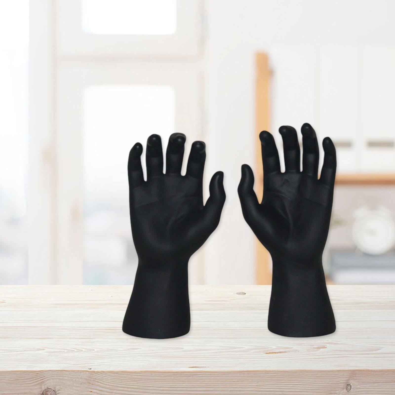 Dualoai Male Hand Models Decorative Easy to Clean Maintain PVC Human Hand Mannequins Black