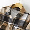 thumbnail image 5 of Pntutb Womens Single-Breasted Plaid Shirt Long-Sleeve Shirt Woolen Coat Oversized Jacket Khaki S, 5 of 6