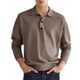 thumbnail image 2 of Top informal para hombre, cuello vuelto, botón frontal, manga larga, transpirable, Top de ajuste informal para hombre para otoño, 2 of 6