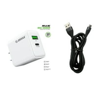 For Samsung Galaxy J3 Emerge 20W Fast Home Wall Travel Charger   3FT TYPE A to Micro USB Cable