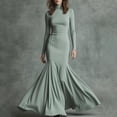 thumbnail image 2 of Women's Elegant Solid Color Mermaid Maxi Dress - Mint Pink L, 2 of 5