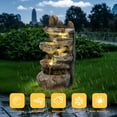 thumbnail image 5 of WJSP Gray 6-Tier Cascading Rock Water Fountain 35x30x68cm Outdoor Freestanding Waterfall with LED Light Pump Natural Stone Look for Garden Patio Yard, 5 of 6