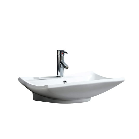 Fine Fixtures  Vitreous China Beveled Rectangle White Vessel Sink