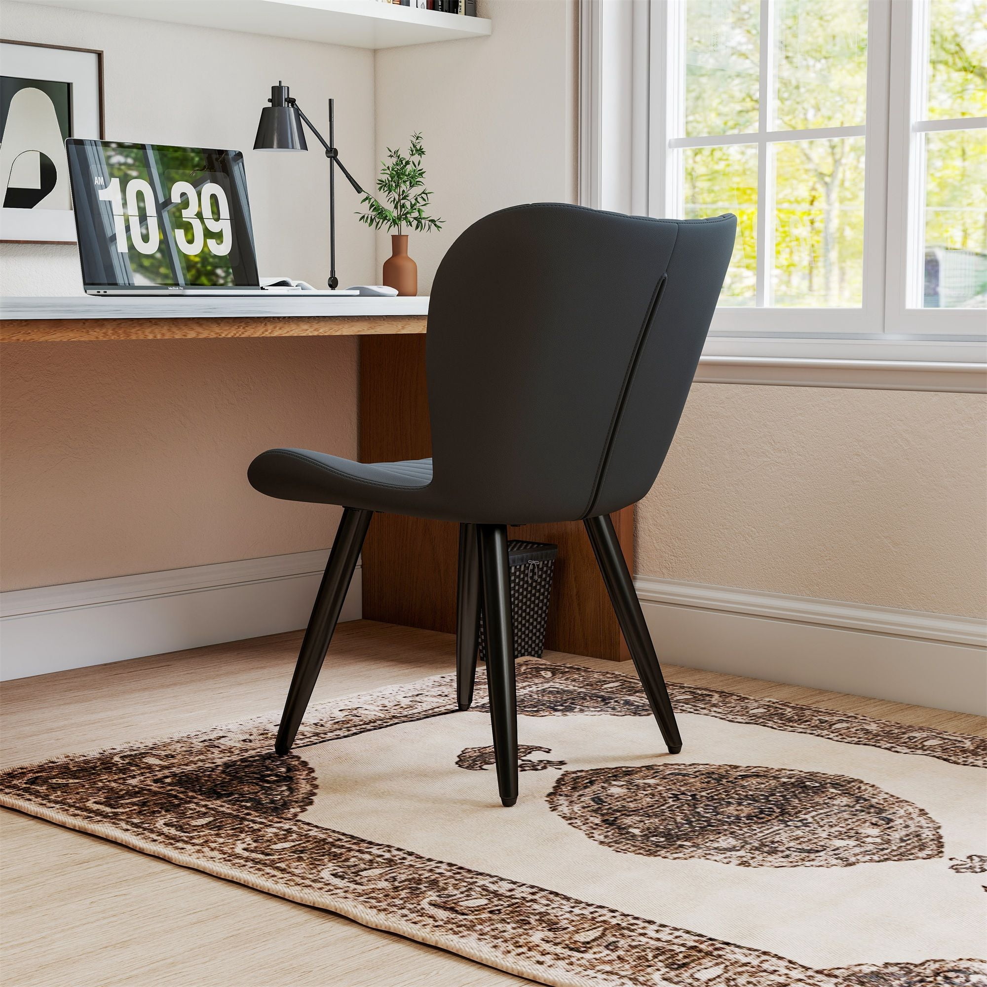 Alvantor Dining Chairs Set of 2 Upholstered Side Chairs with Thick Cushions & Metal Legs for Kitchen Living Room Black