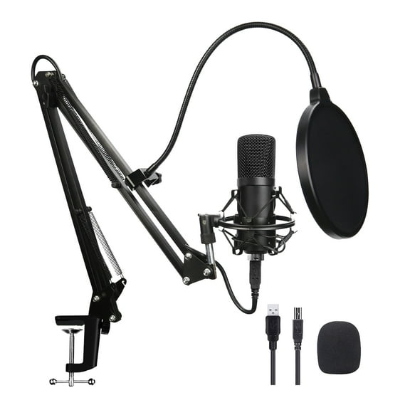 Arcticwind Professional Cardioid Condenser Microphone Kit for PC/Phone/Live Streaming/Karaoke Recording, Boom Arm Stand Included, Studio-Quality USB Mic for Podcasting, Singing, Gaming