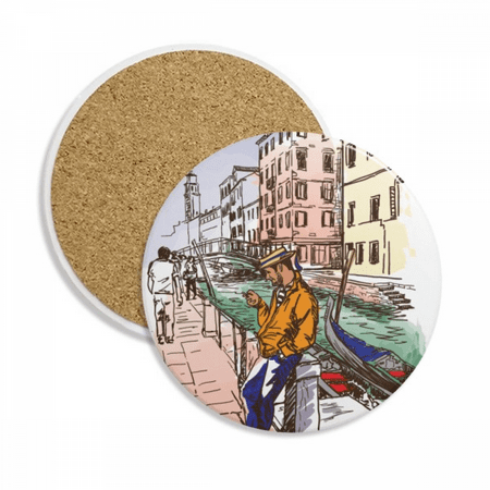 

Italy Venice Landscape National Pattern Coaster Cup Mug Tabletop Protection Absorbent Stone
