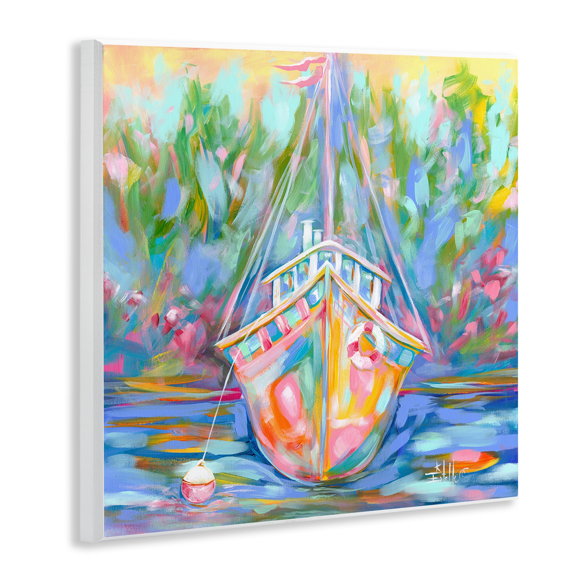 Stupell Industries Boat In Waiting Transportation Painting Unframed Art Print Wall Art, 12 x 12