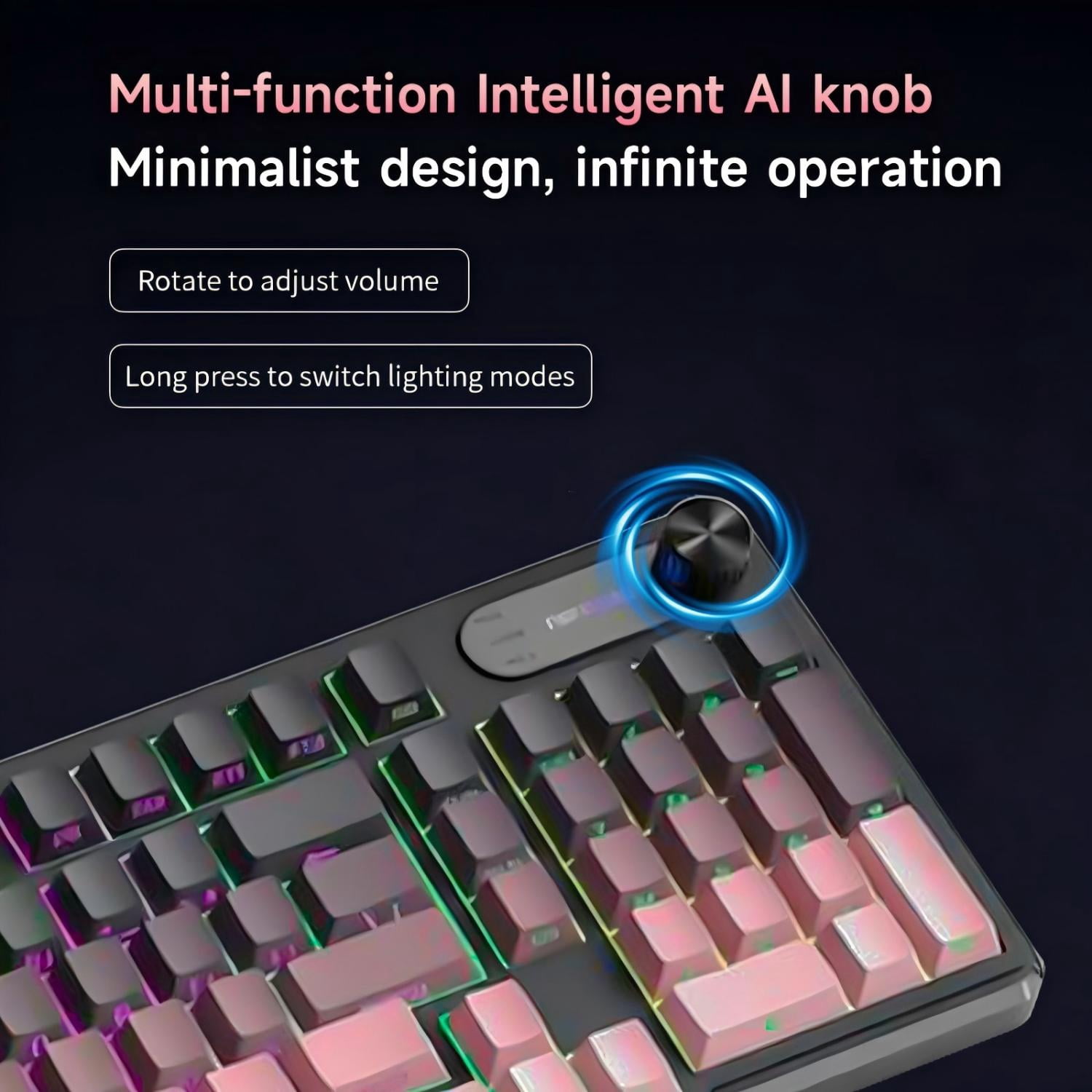 Rechale IP98 Mechanical Feel Keyboard, 98-Key Wired Gaming Keyboard, IPX8 Waterproof Side Printed PBT RGB Keycaps, 19-Key Anti-Ghosting (Black Pink)