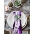 thumbnail image 2 of Purple Striped Ombre Cloth Napkins Set of 4 Reusable Dinner Napkins, Modern Purple Moire Geometric Cocktail Napkin Washable Table Napkins for Wedding/Holiday Party/Baby Shower 20"x20", 2 of 7