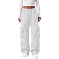 thumbnail image 4 of Cargo Pants for women Baggy Streetwear Loose Fit Parachute Pockets Business Casual Pants White, 4 of 4