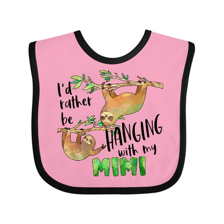 

Inktastic Id Rather Be Hanging with My Mimi- Cute Sloths Gift Baby Boy or Baby Girl Bib