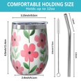 thumbnail image 5 of 12oz Stemless Wine Tumblers Pioneer Flower Floral Print Pattern Vacuum Insulated Stainless Steel Travel Tumbler Cups Mug with Lid and Straw for Champaign,Cocktail,Beer with Cleaning Brush, 5 of 5