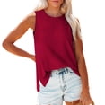thumbnail image 2 of Birdeem Débardeur pour Femmes Mode Débardeur Décontracté Couleur Unie Fente Latérale Col Rond, 2 of 12
