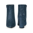 thumbnail image 4 of BLISSFUL STEP Women's Glitter Pointed Toe Block Heel Sparkly Booties Ankle Boots Navy Blue 6, 4 of 5
