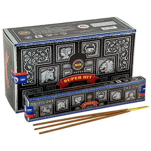 Satya Super Hit Incense Sticks (12 Packs x 15gm Incense Each)